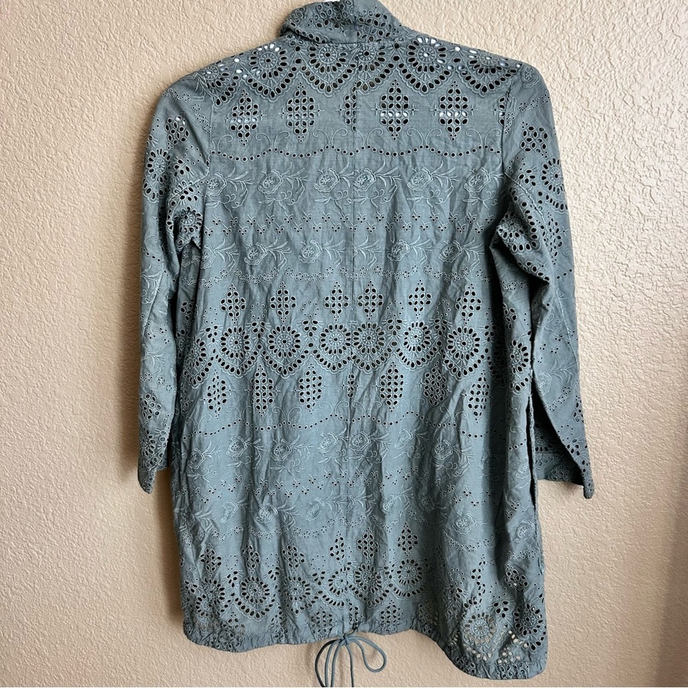 Sundance Sage Green Moonlight Eyelet Cardigan - Picture 3 of 9